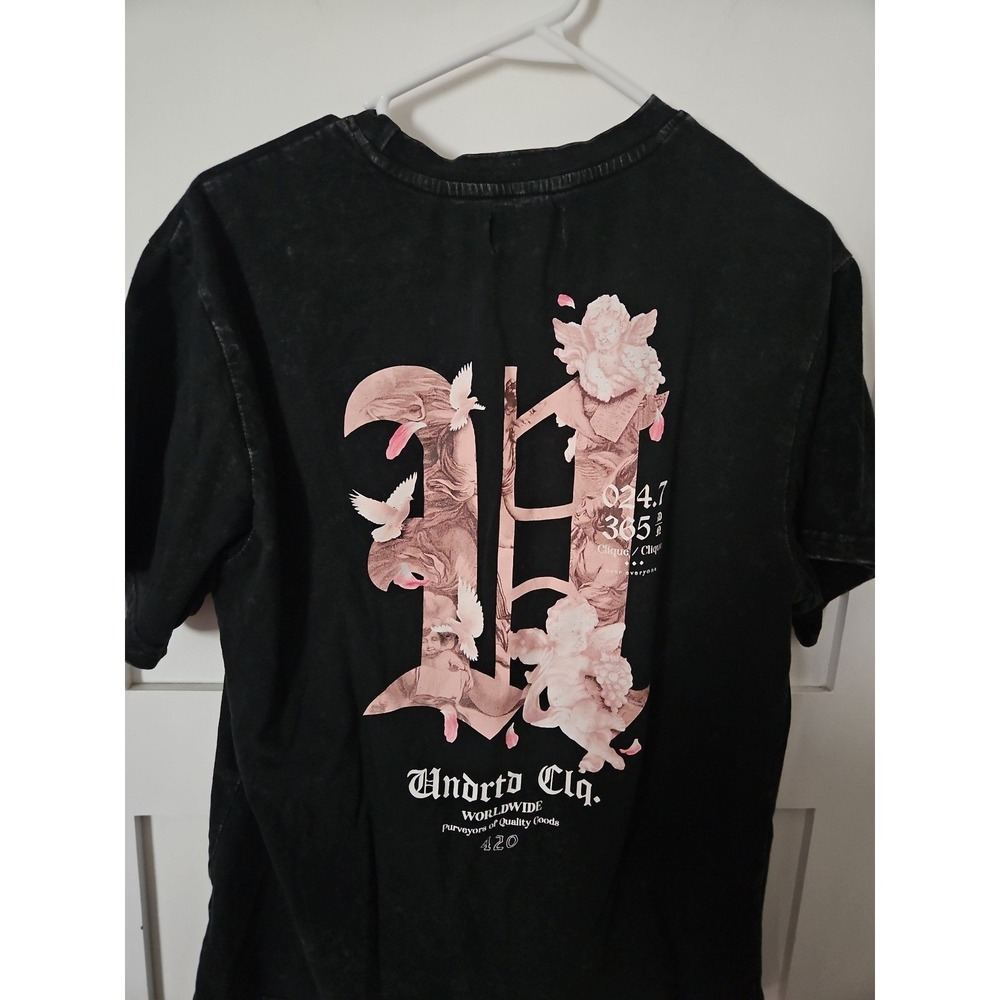 Undrtd Clq Black Acid Wash Graphic Tee - Cherub & Dove Streetwear Shirt - Small